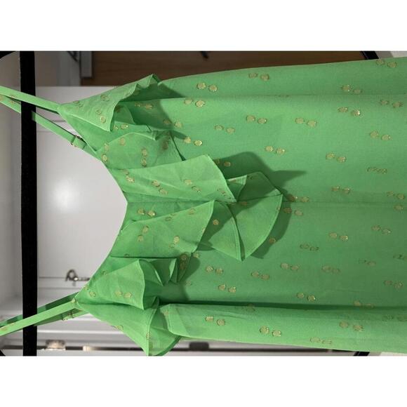 NWOT Lilly Pulitzer Gianna Silk Strappy Ruffle Mini Dress Green Gold Size Small - Picture 4 of 8